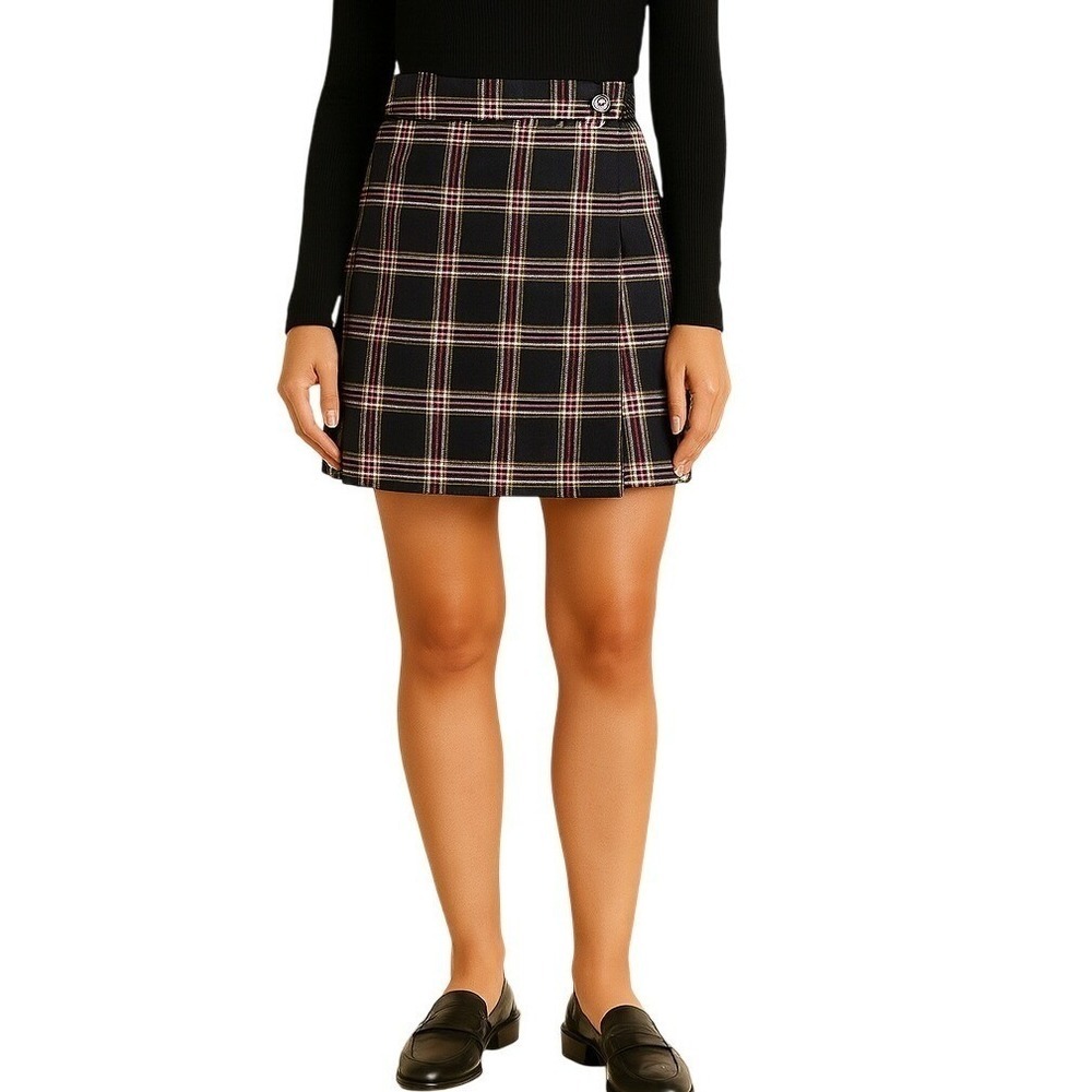 Jolt Plaid Wrap Pleated Mini Skirt Juniors M Womens S Schoolgirl Preppy Academia